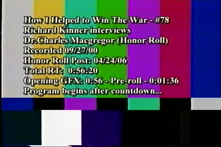 How I Helped to Win the War - Dr. Charles Macgregor