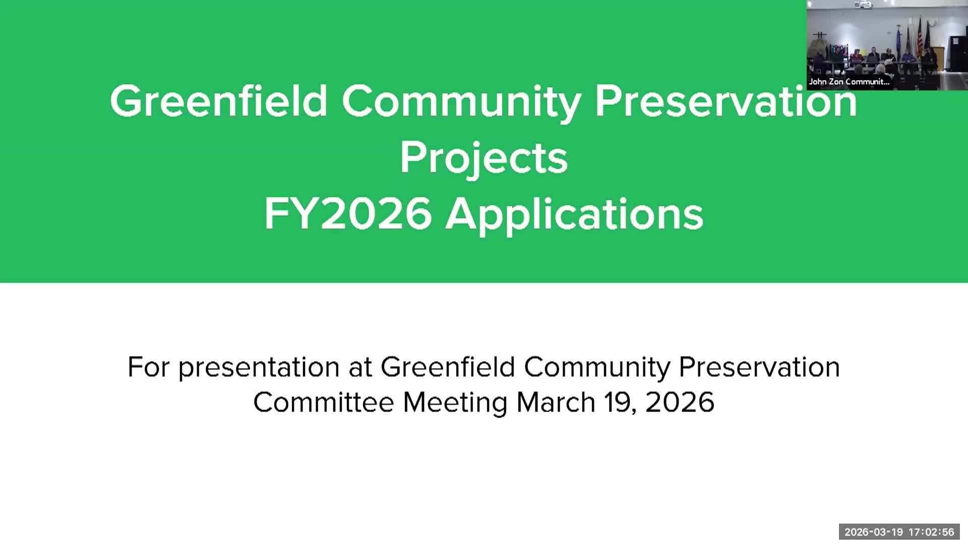 Thumbnail image for Community Preservation Committee March 19, 2026
